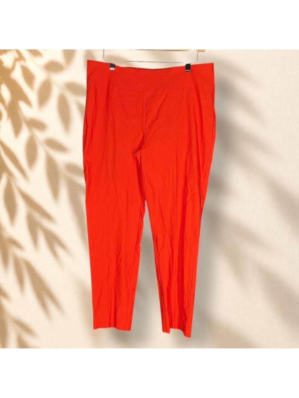 Jules & Leopold Pants Women 14 Red High Rise Flat Front Chino Pull On Rayon
